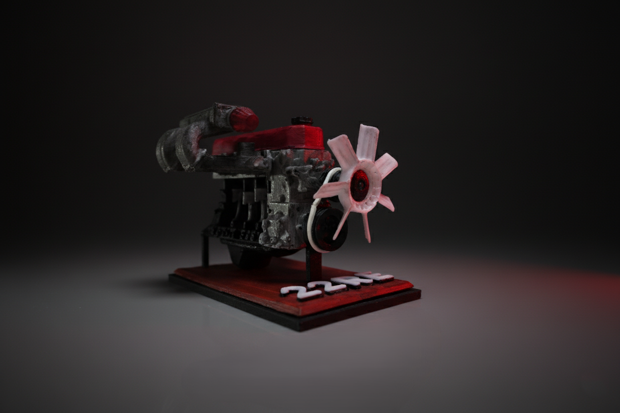 MINI Toyota 4 Cylinder Engine 22RE, Complete Working Model Mini Edition 3D model thumbnail