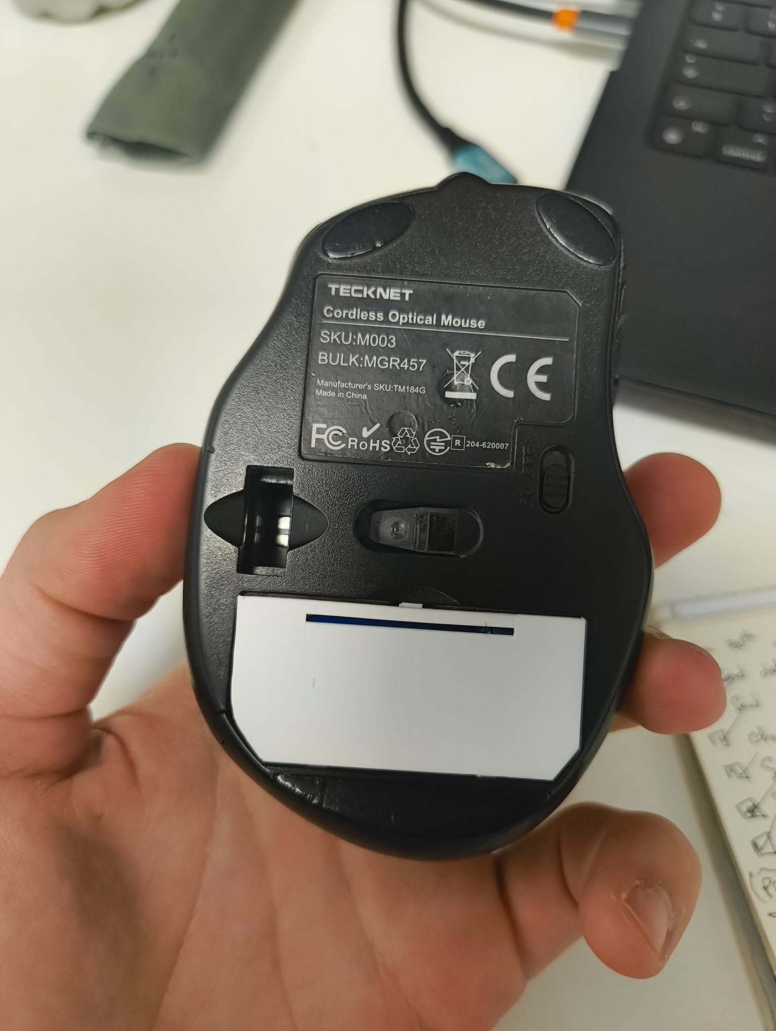 Mouse Battery Cover compatible with TECKNET Battery Powered 2.4G 2600 DPI Wireless Mouse