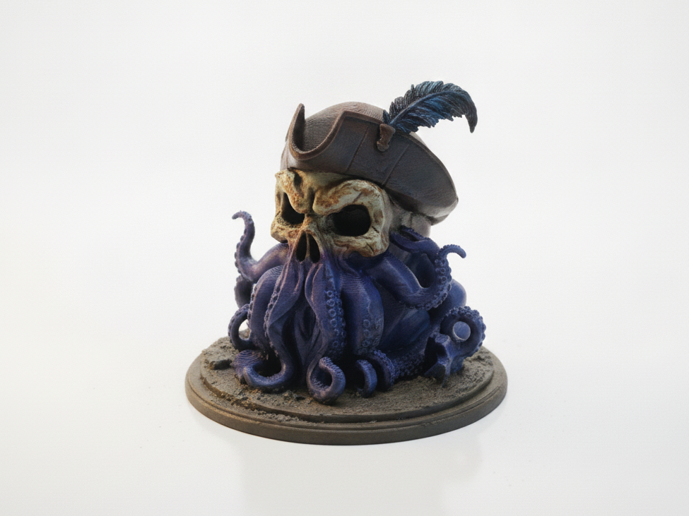 Davy Jones Skull Pirate Sculpture 3D Printable