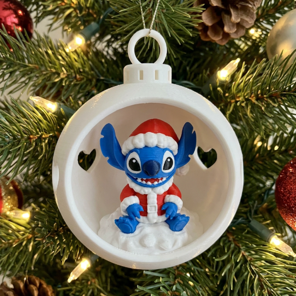 Stitch Christmas Ornament – Santa Hat Bauble — STL Grátis | 3DFinder
