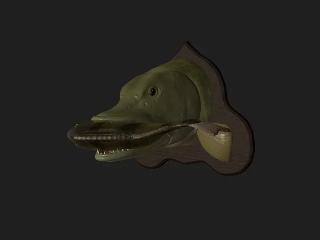 Northern Pike Eating Perch Head Trophy
