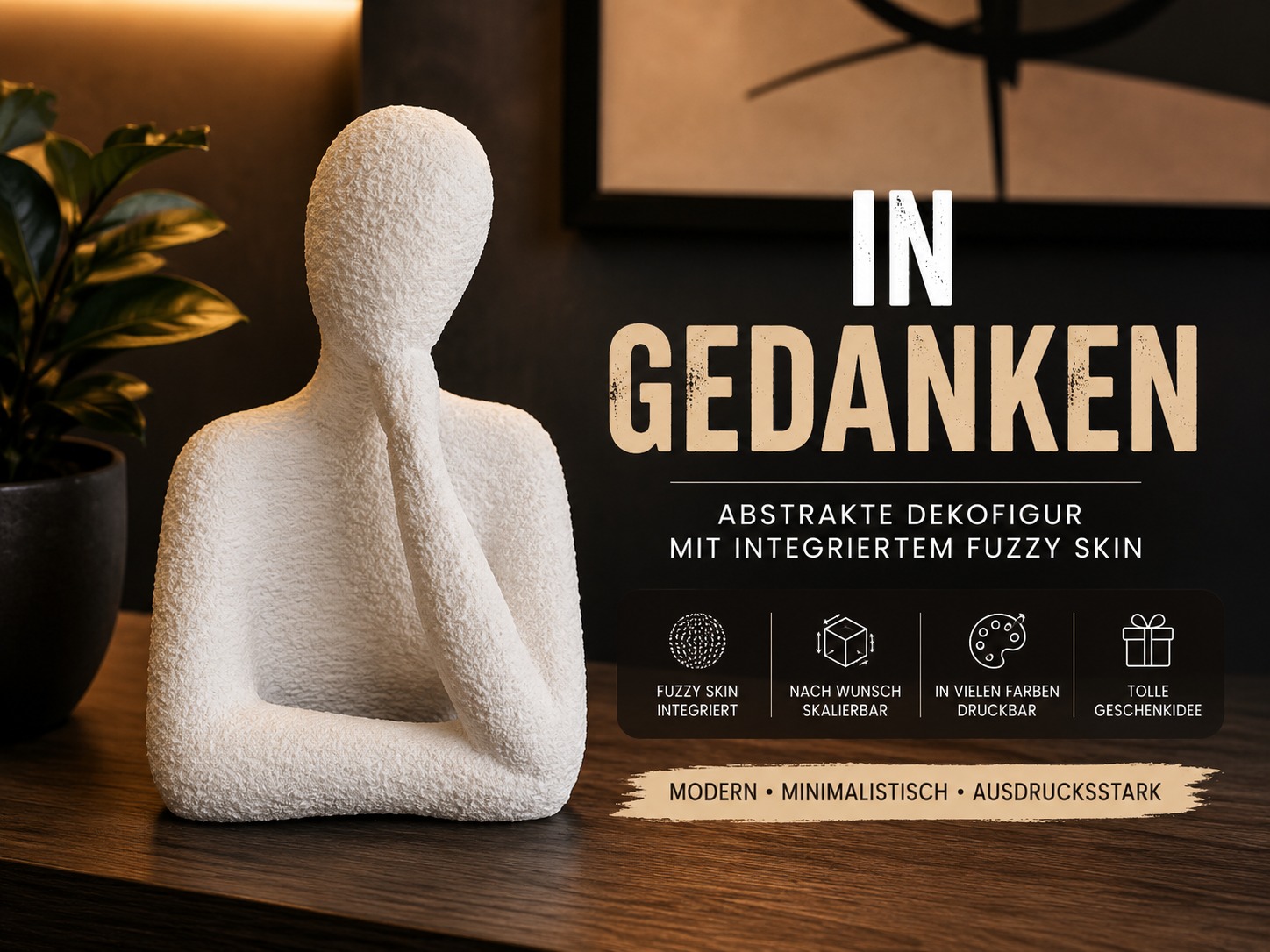 In Gedanken – Abstrakte nachdenkliche Dekofigur