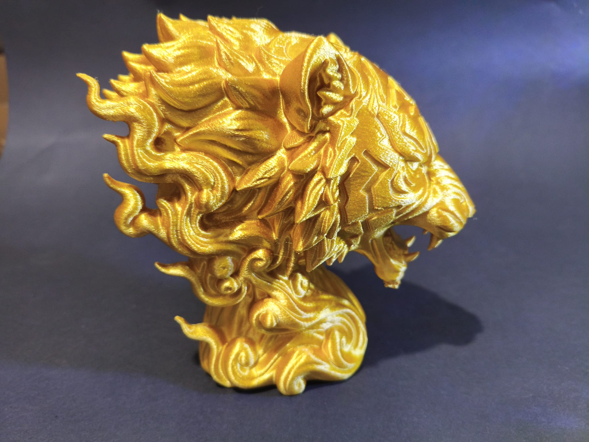 Majestic Golden Flame Tiger Bust