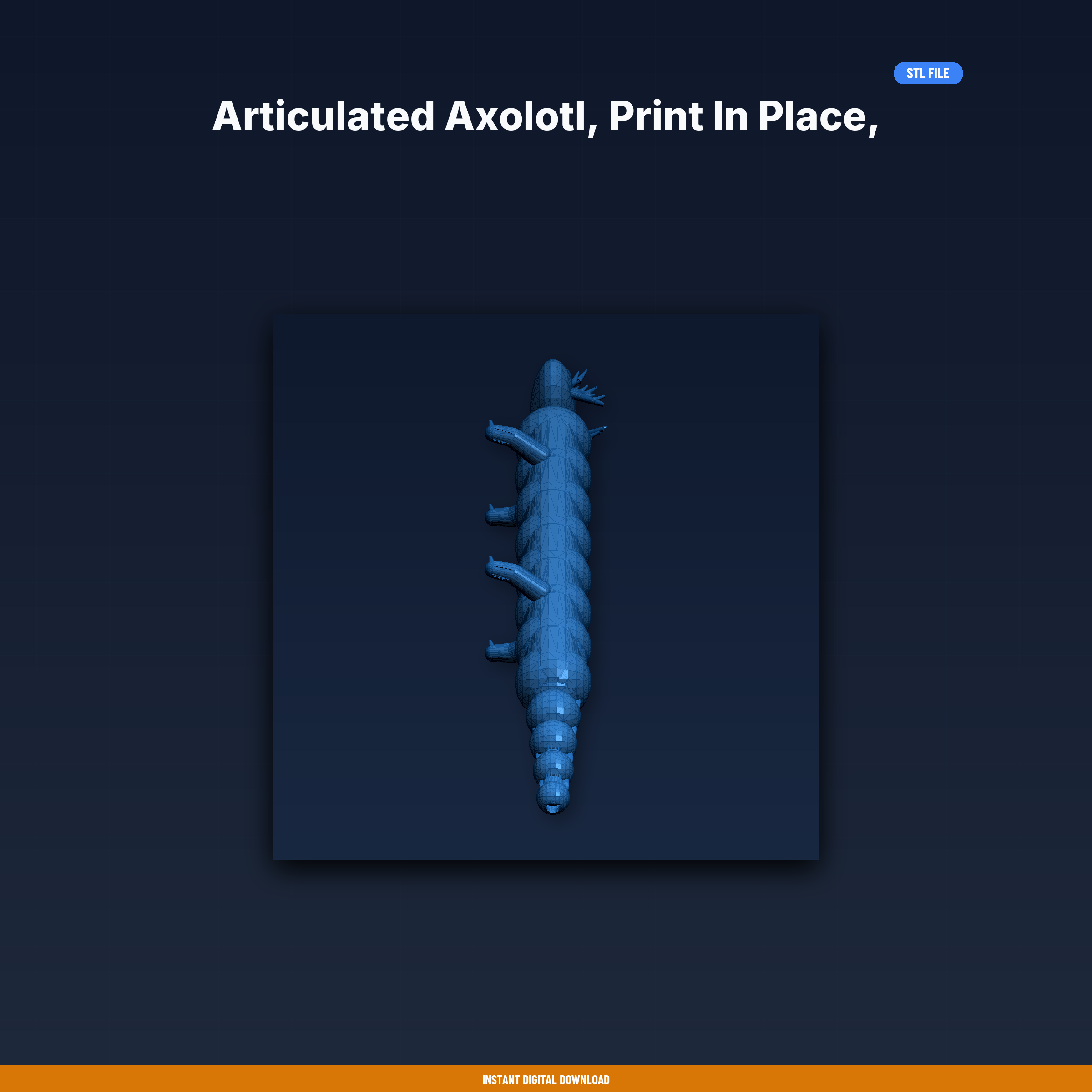 Articulated Axolotl, Print in Place, Ball Socket Joints, Feathery - 3D Printable STL File