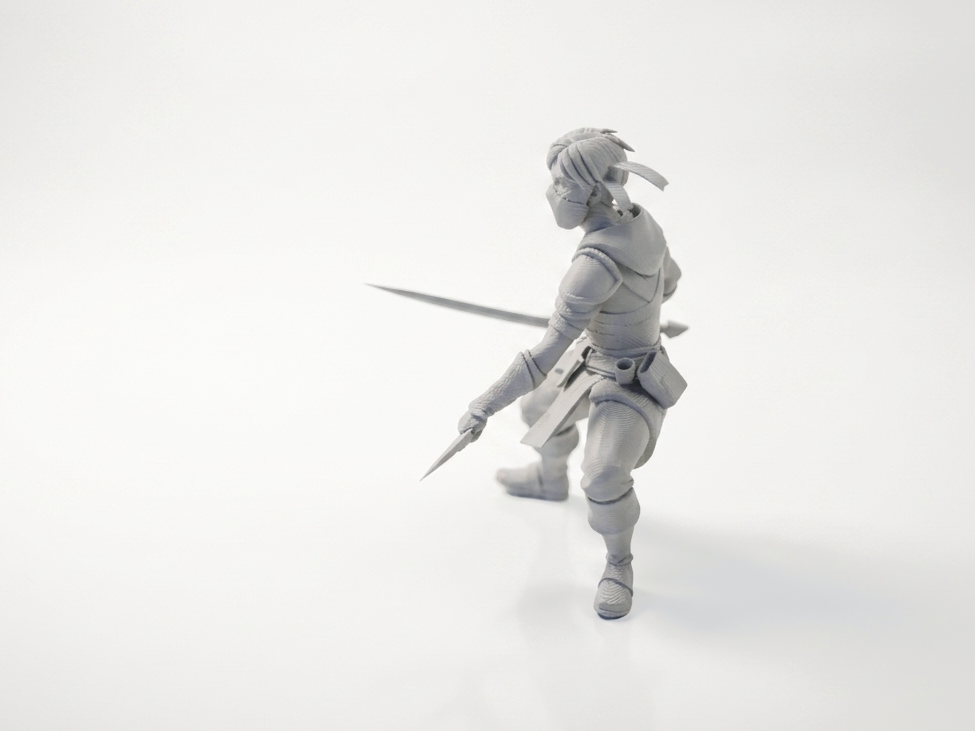Female Assassin Figurine Crouching Action 3D Printable