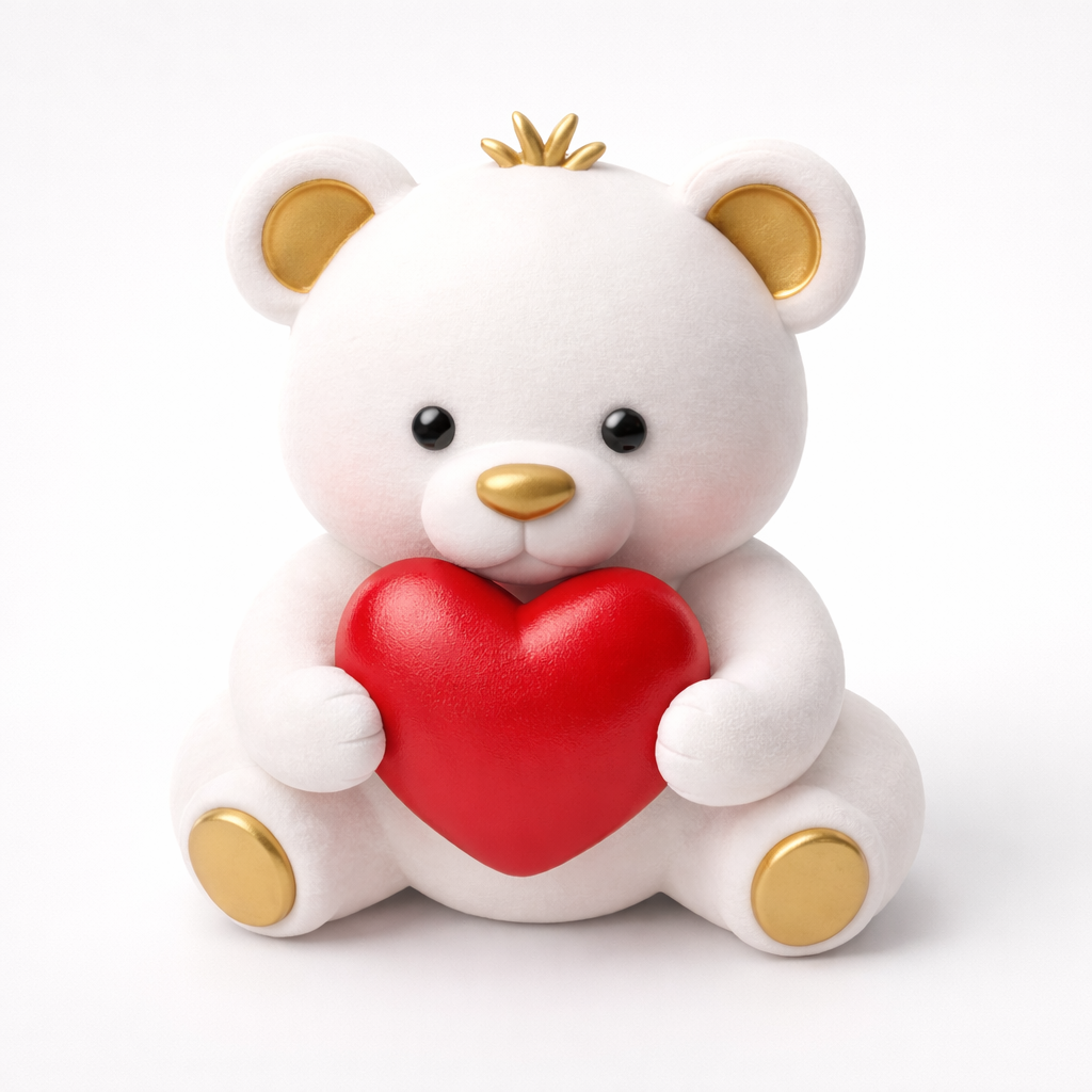 Valentine Teddy Bear with Heart – 3D Print STL