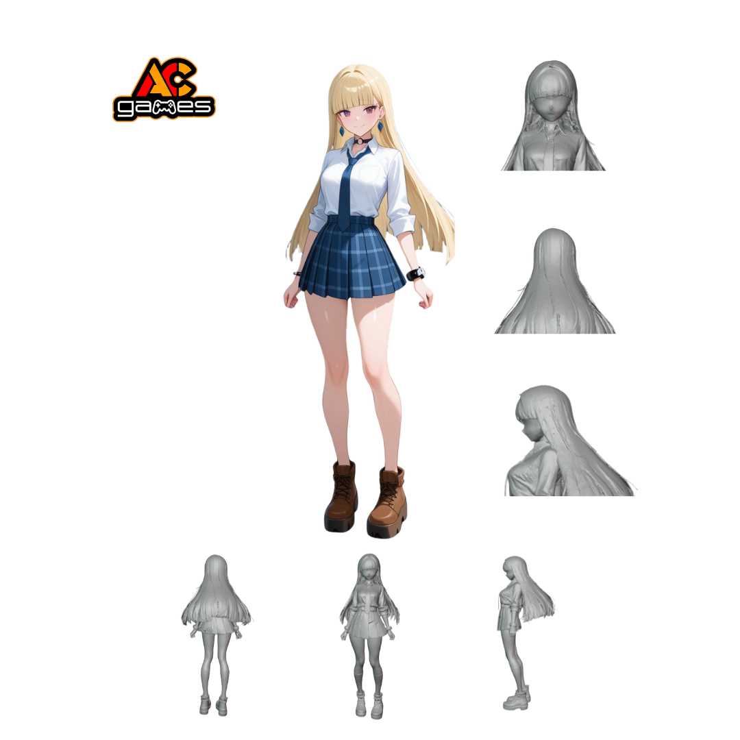 Airi - Anime School Girl 3D Model for Printing