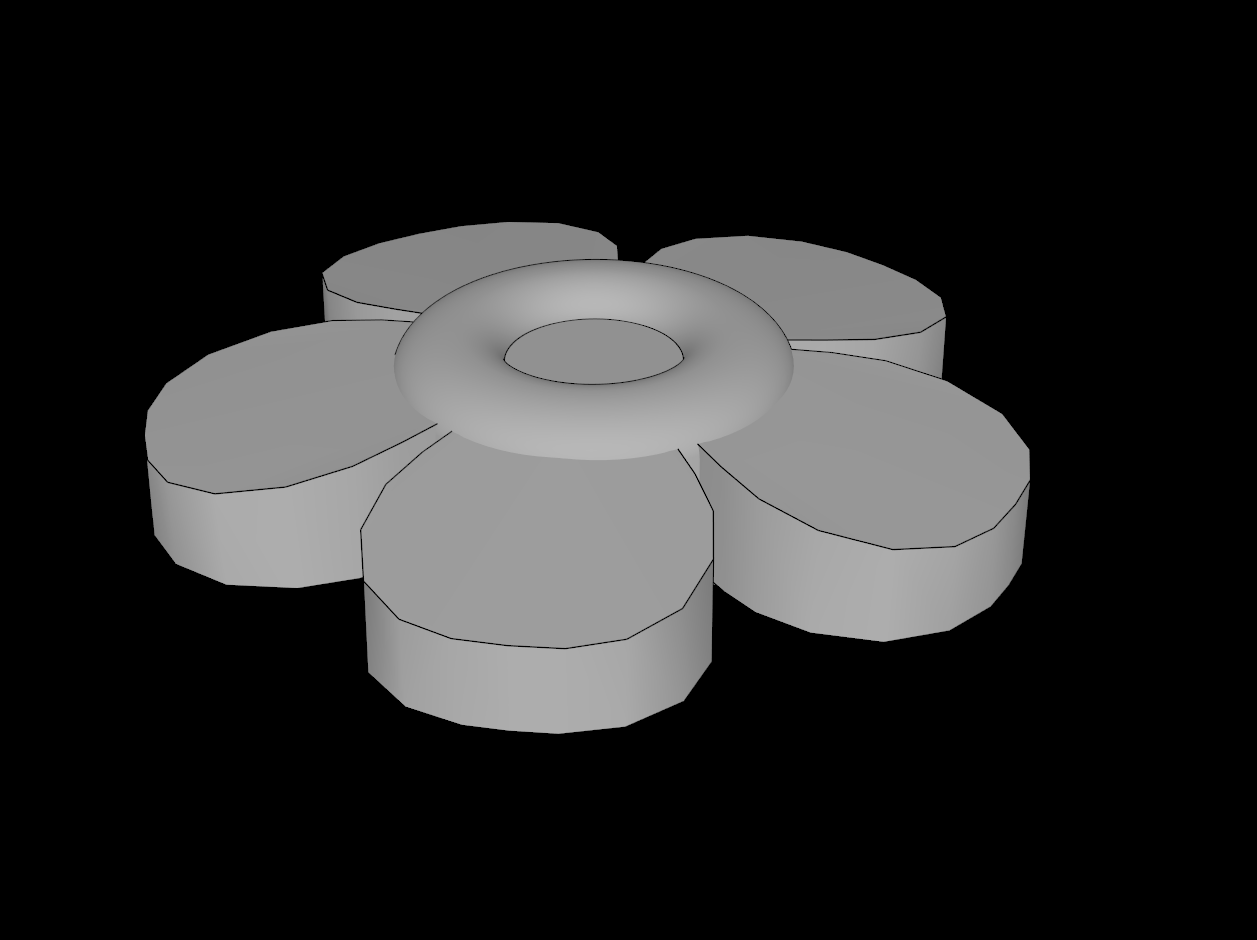 Lego Compatible (96483.dat) Plant Flower with  5 Rounded Petals with Pin
