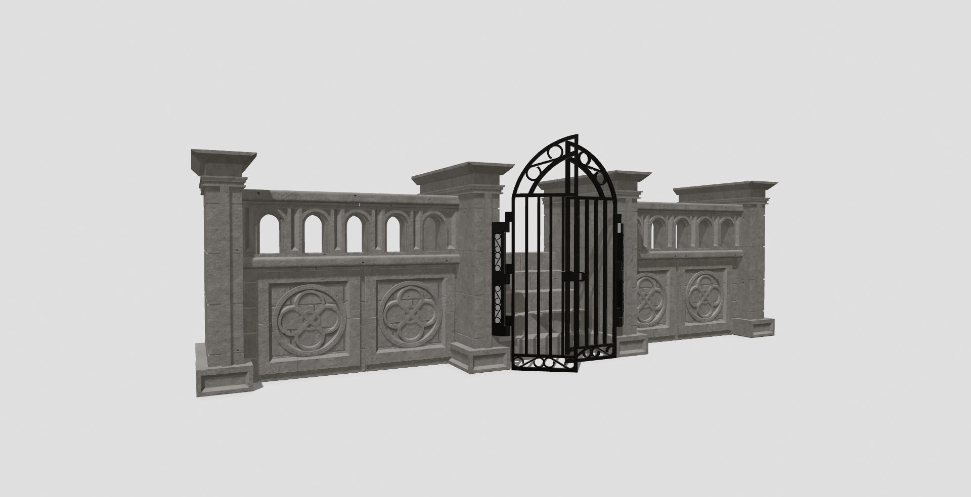 1:12 Scale Gothic Stone Gate Architecture Diorama