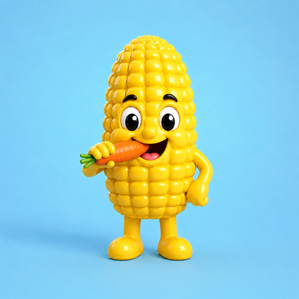 Mais-Maskottchen mit Möhre - Corn mascot with carrot
