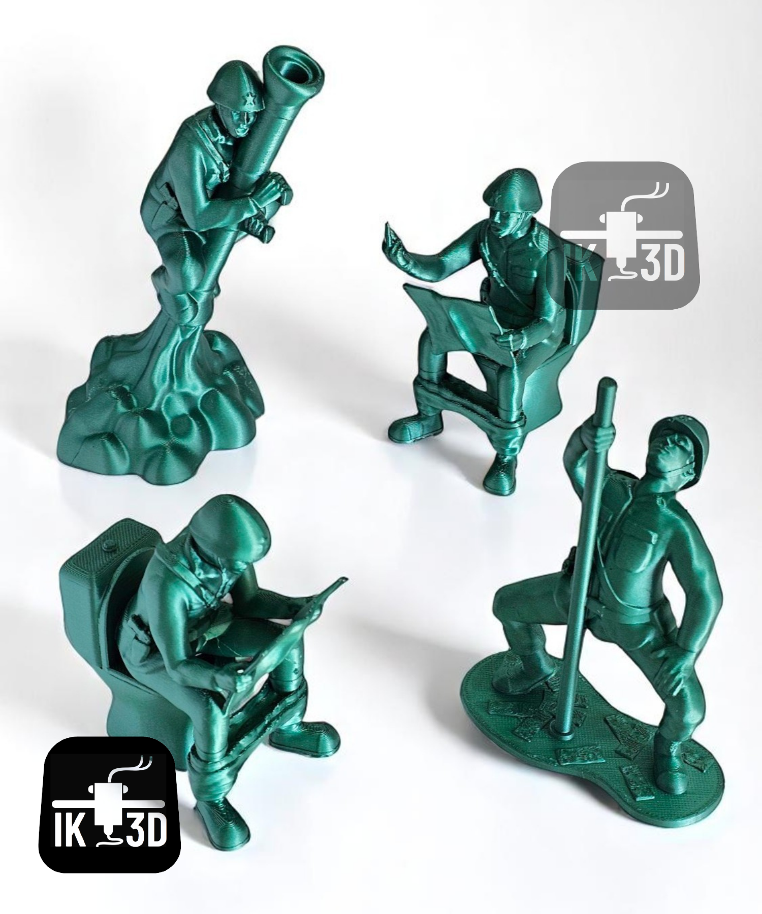 Funny Green Army Men Bundle of 4 / Wave 1