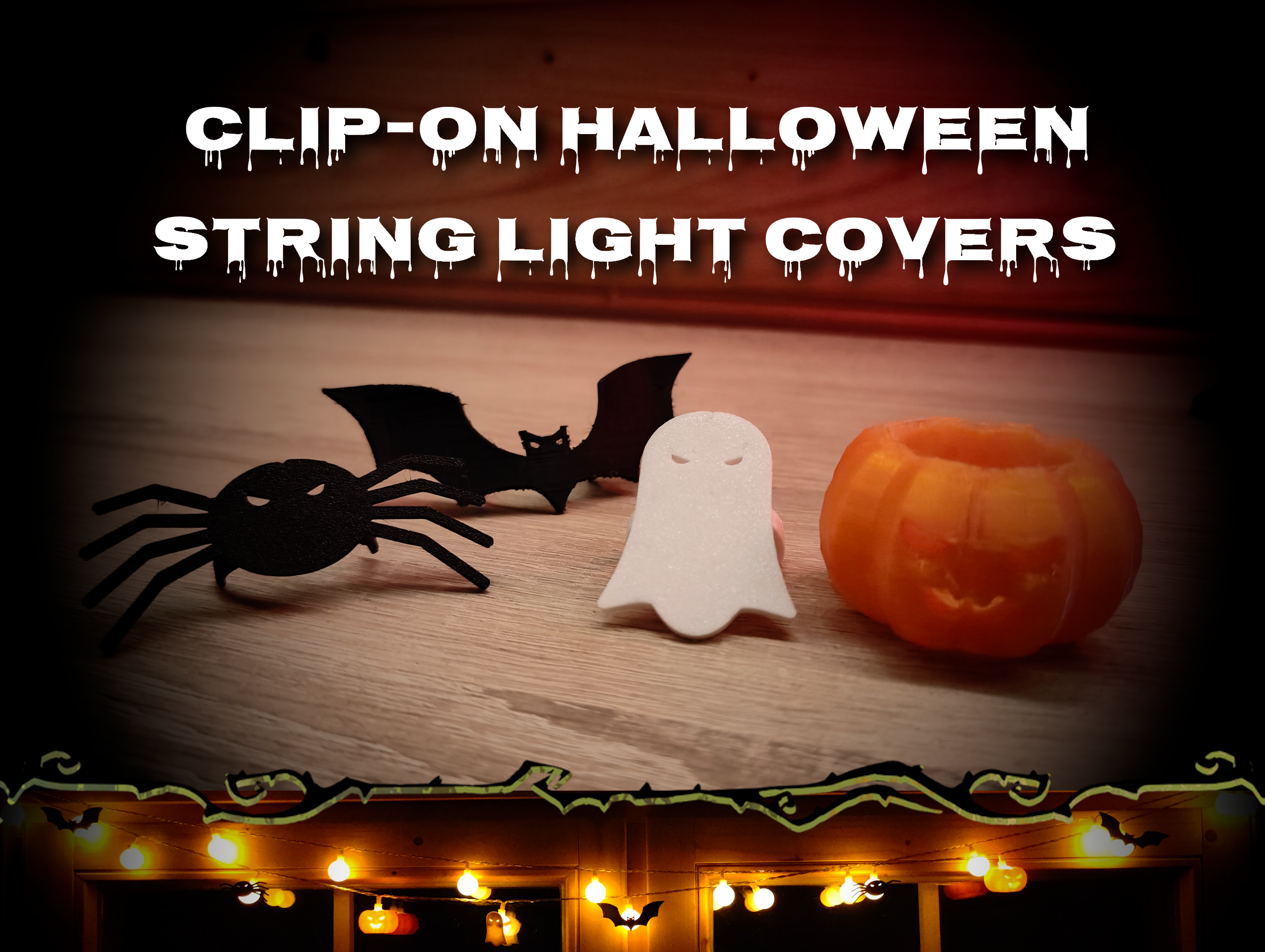 Clip-on Halloween string light covers