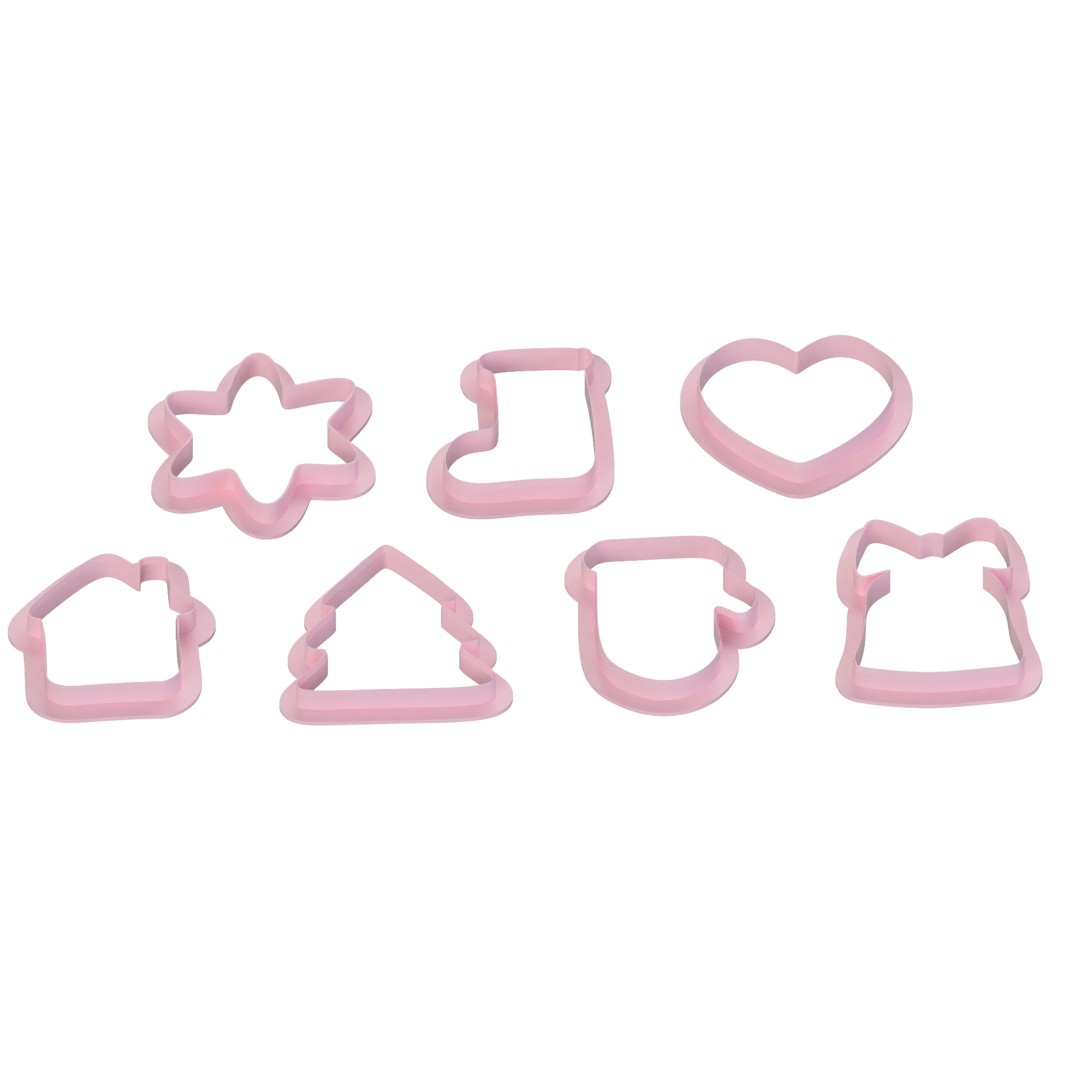 Christmas Cookie Cutters – 7 Shapes – 3 Sizes (STL Set)