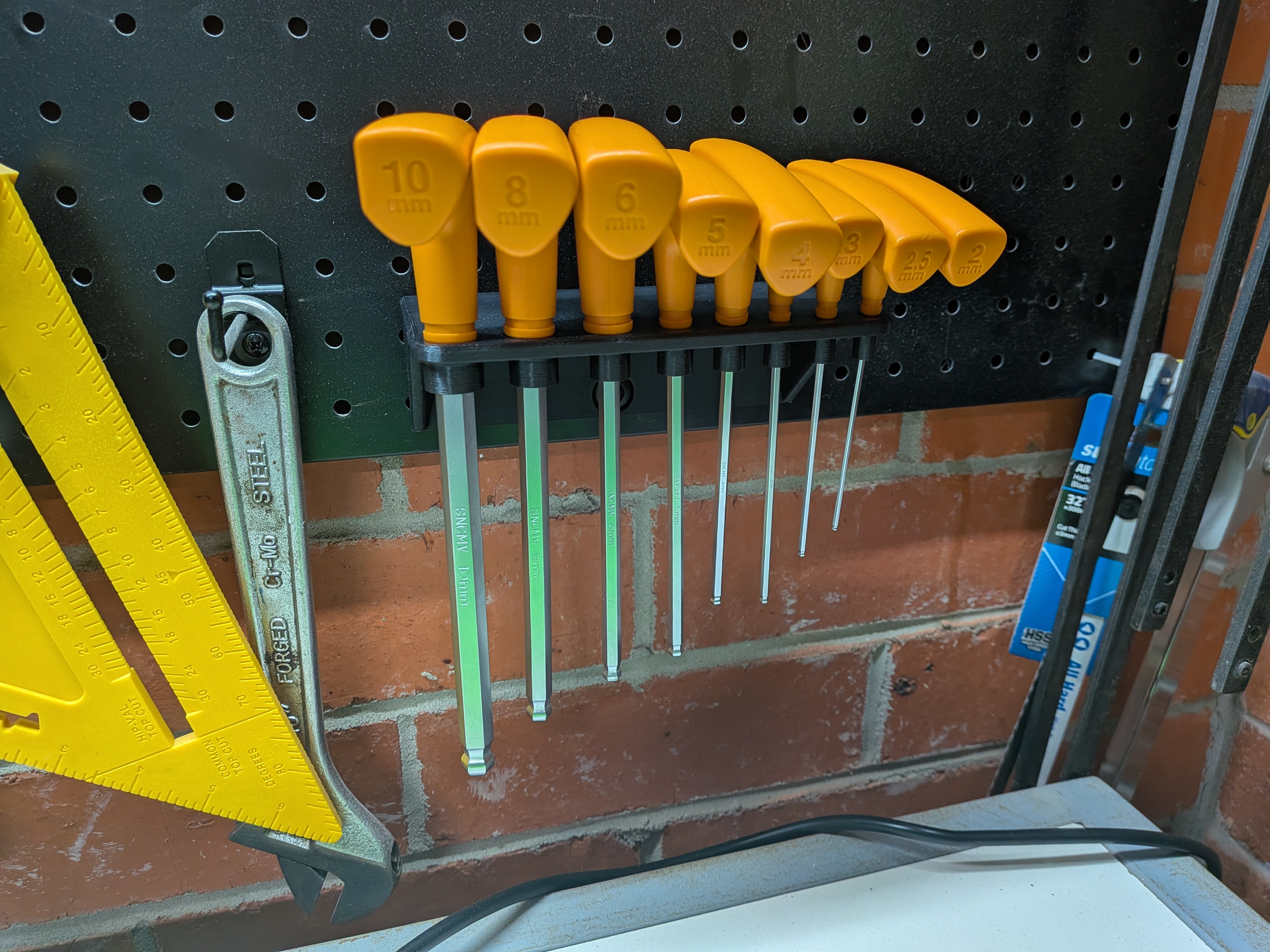 T-Handle Allen Key Rack for Pegboard