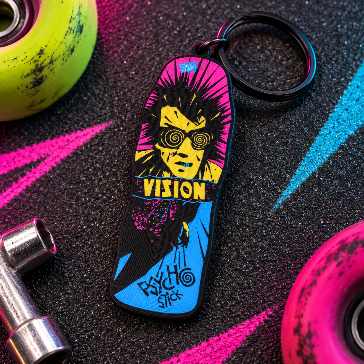 Vision Psycho Stick Skateboard Keychain