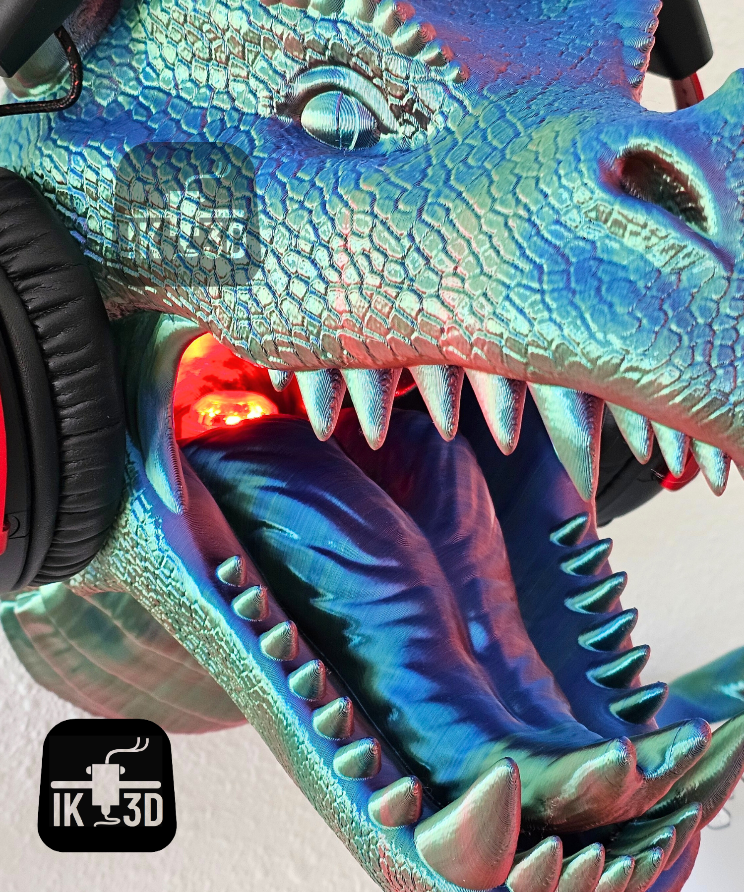 Dragon Head Wall Mounted Holder for Controllers and Headsets / Easy Print — miniatura 6