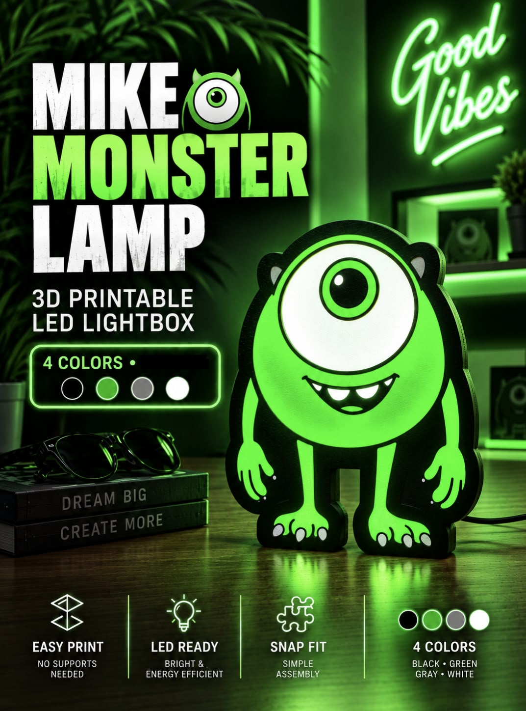 Mike Wazowski LED Monster Lamp