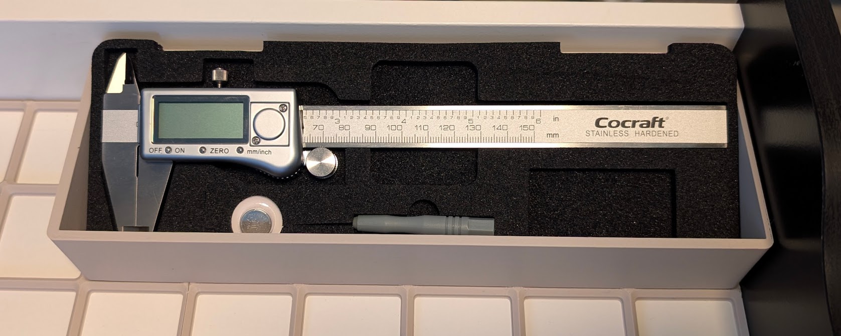 Caliper foam gridfinity holder