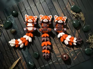 Fluffy Tail Cute Flexi Baby Red Panda - Articulated Toy, Keychain and Magnet