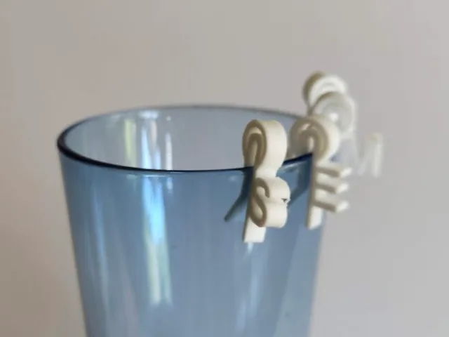 Drink glass marker alphabet lowered