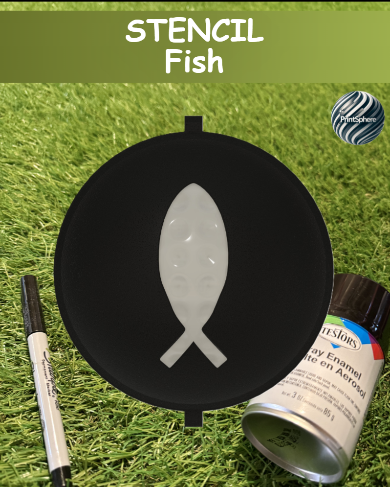 Golf - Golf Ball Stencil - Insert - Religion - Christian - Fish - Marker