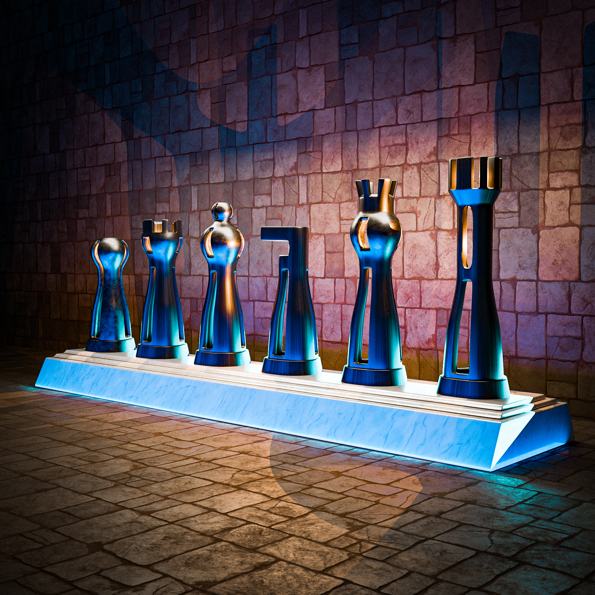 Futuristic chess figures