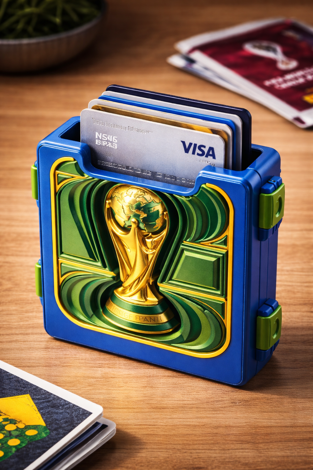 Porta Cartão Compacto Estilo Copa do Mundo