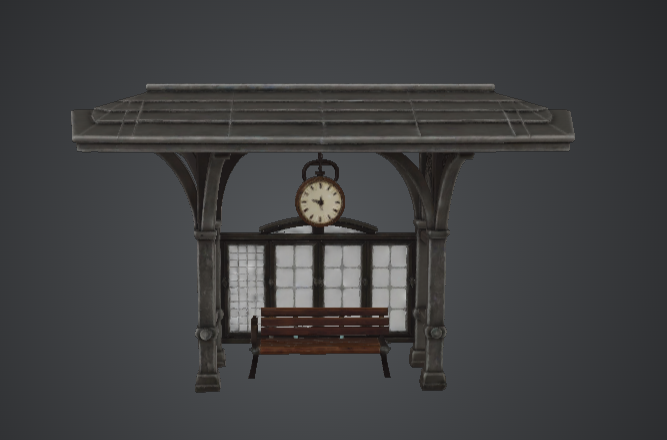 Vintage Train Station Shelter – Platform Canopy with Clock