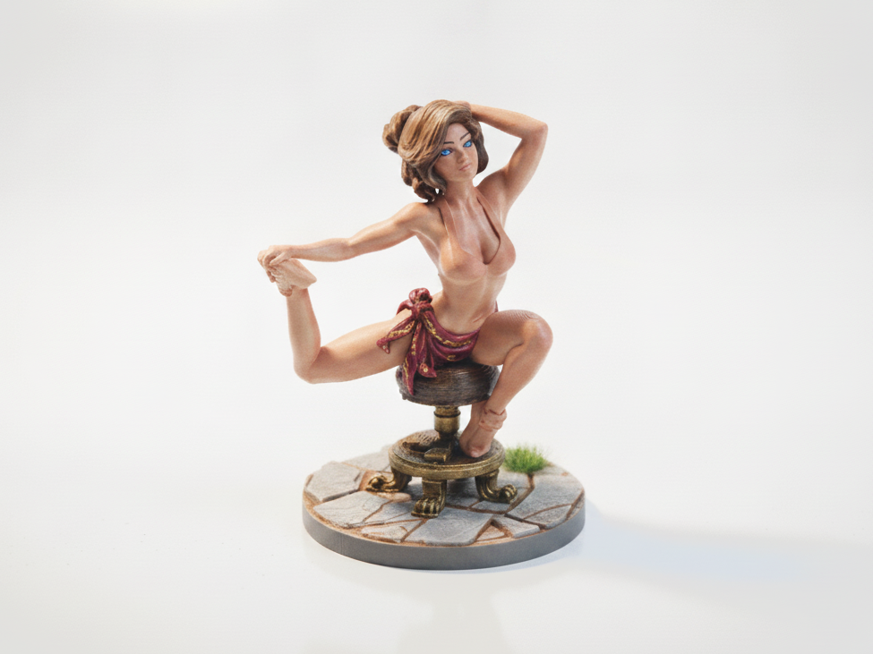 Lady Stretching Office Chair Female Figure 3D Printable