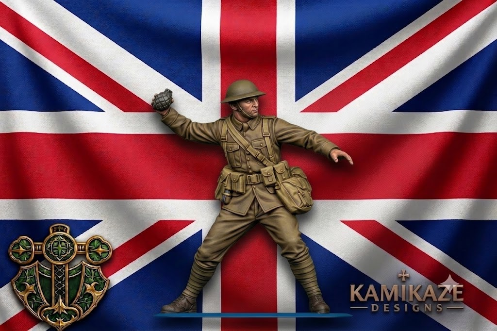 WW1 British Soldier Throwing a Grenade