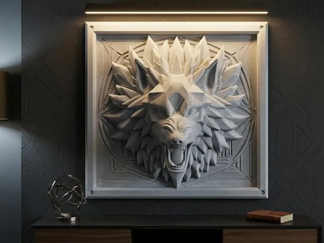3D Geometric Wolf Wall Art
