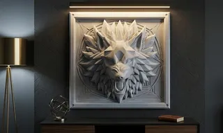 3D Geometric Wolf Wall Art