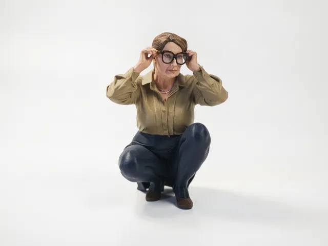 Squatting Grandma Figurine Female Character 3D Printable