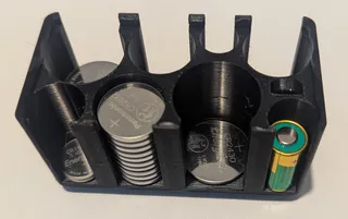 Gridfinity 2x1 Multi-Size Coin Cell Battery Holder (CR20xx / CR24xx / CR16xx / LR44 / 4LR44)