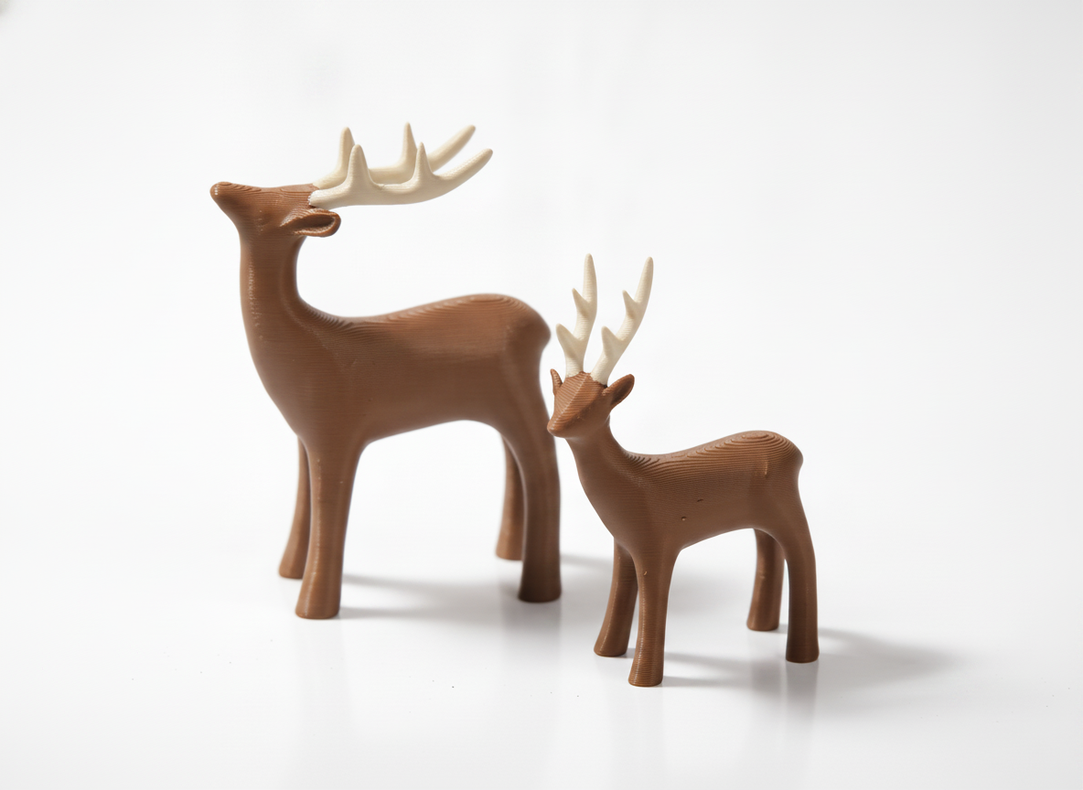 Simple Wood Deer Family Set