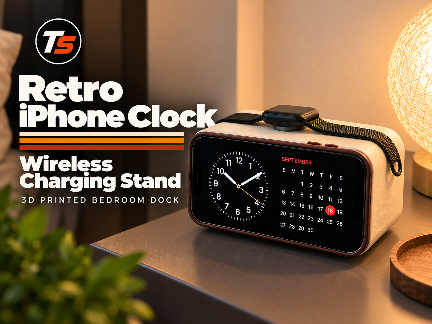 Retro iPhone Clock Stand with Wireless Charging DockRetro iPhone Clock Stand with Wireless Charging Dock