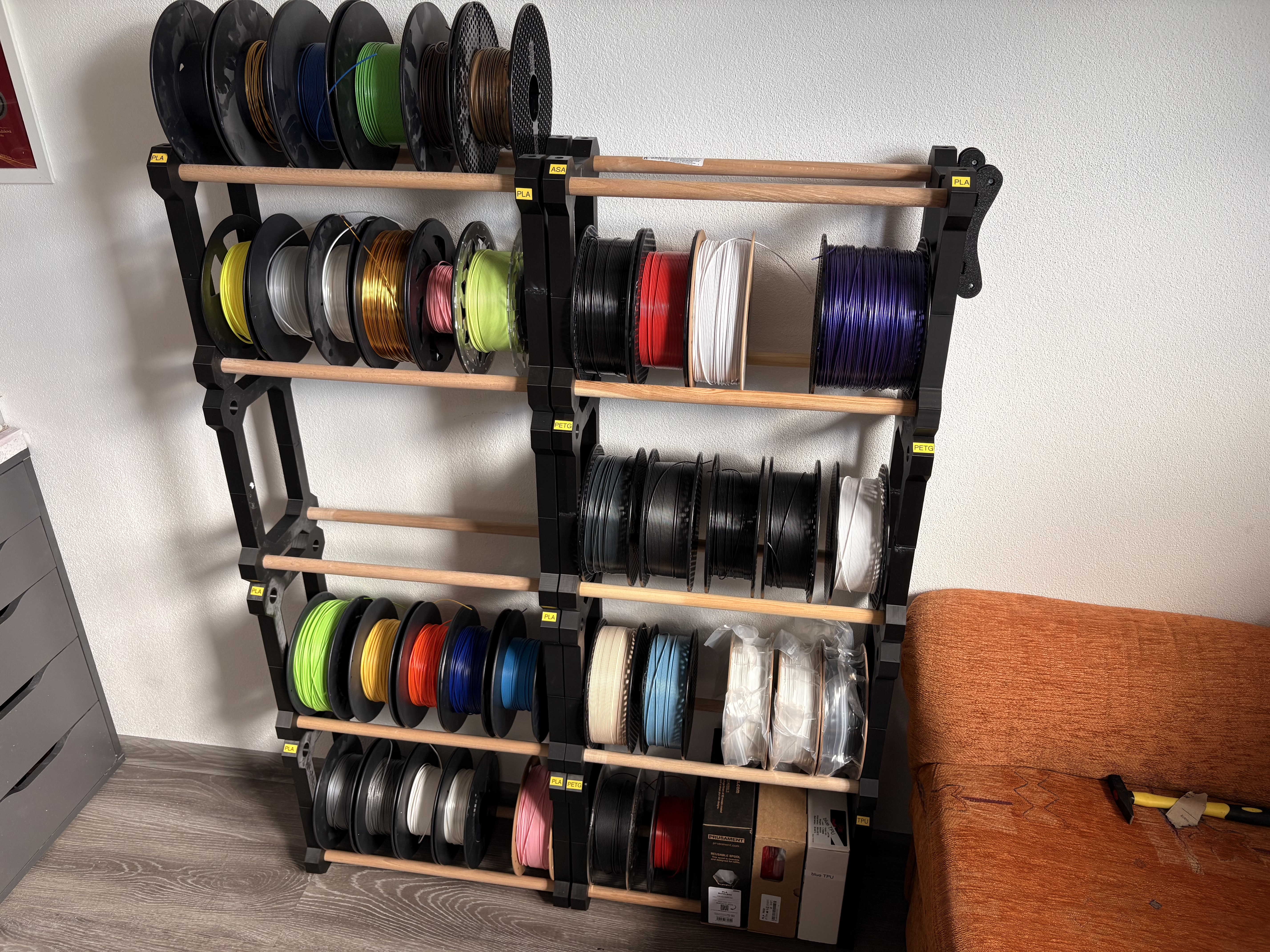 Filament Spool Rack - Stackable (Wooden rod)