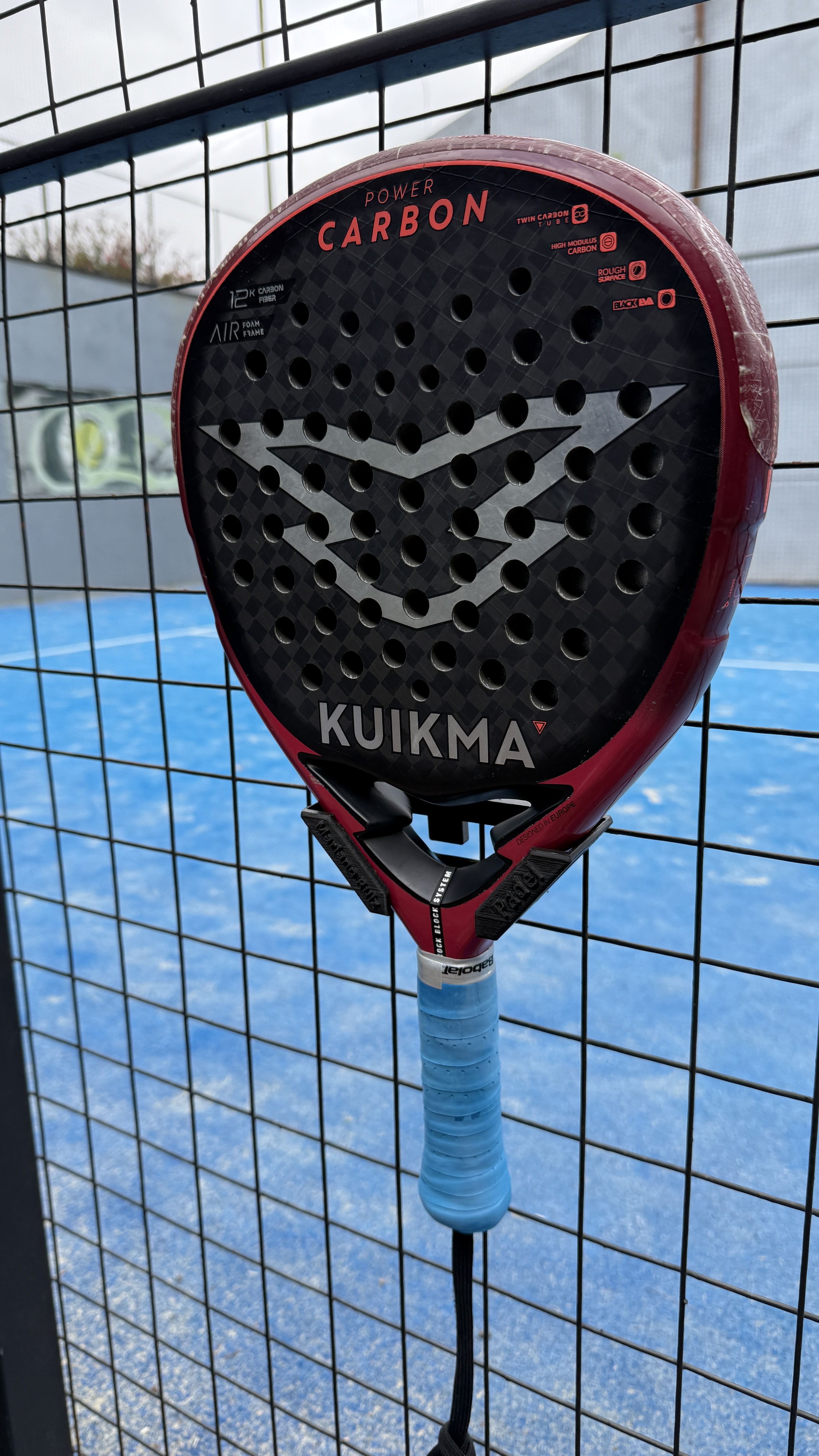 Padel Racket Holder support for fence or wall