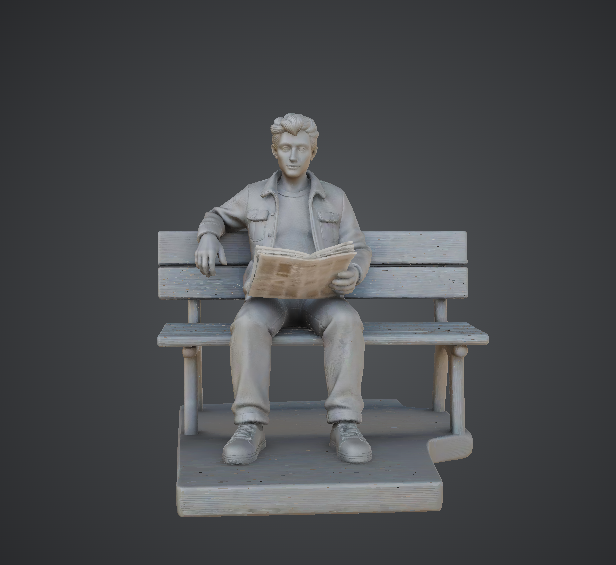 Man Sitting on Park Bench – Casual Newspaper Reader