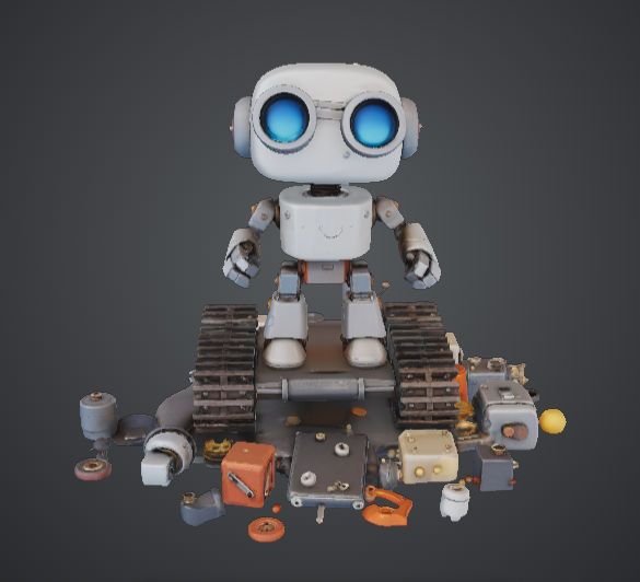 Cute Robot Mechanic – Cartoon Robot with Tank Tracks