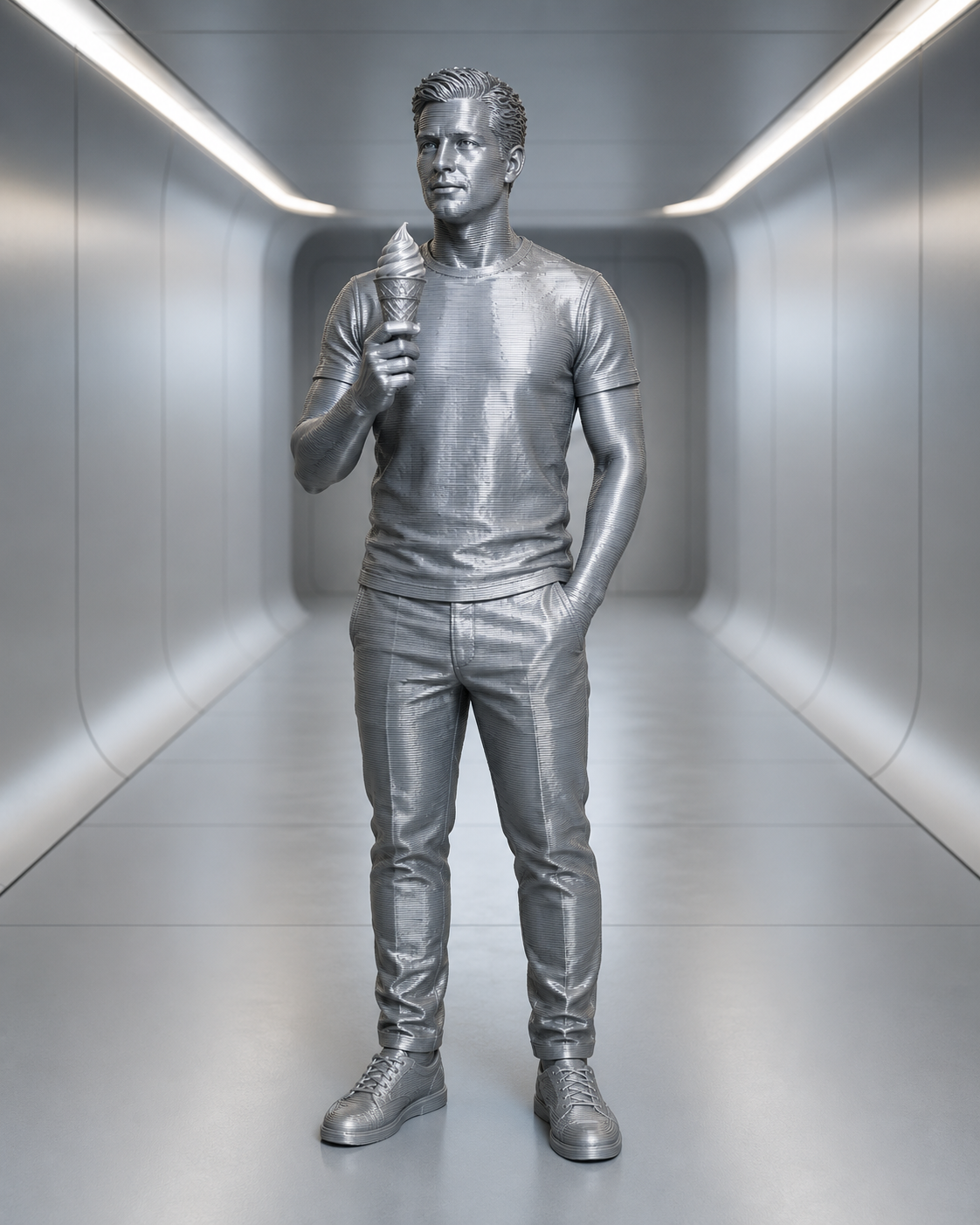 Ice in futuristic corridor - Eis in futuristischem Korridor