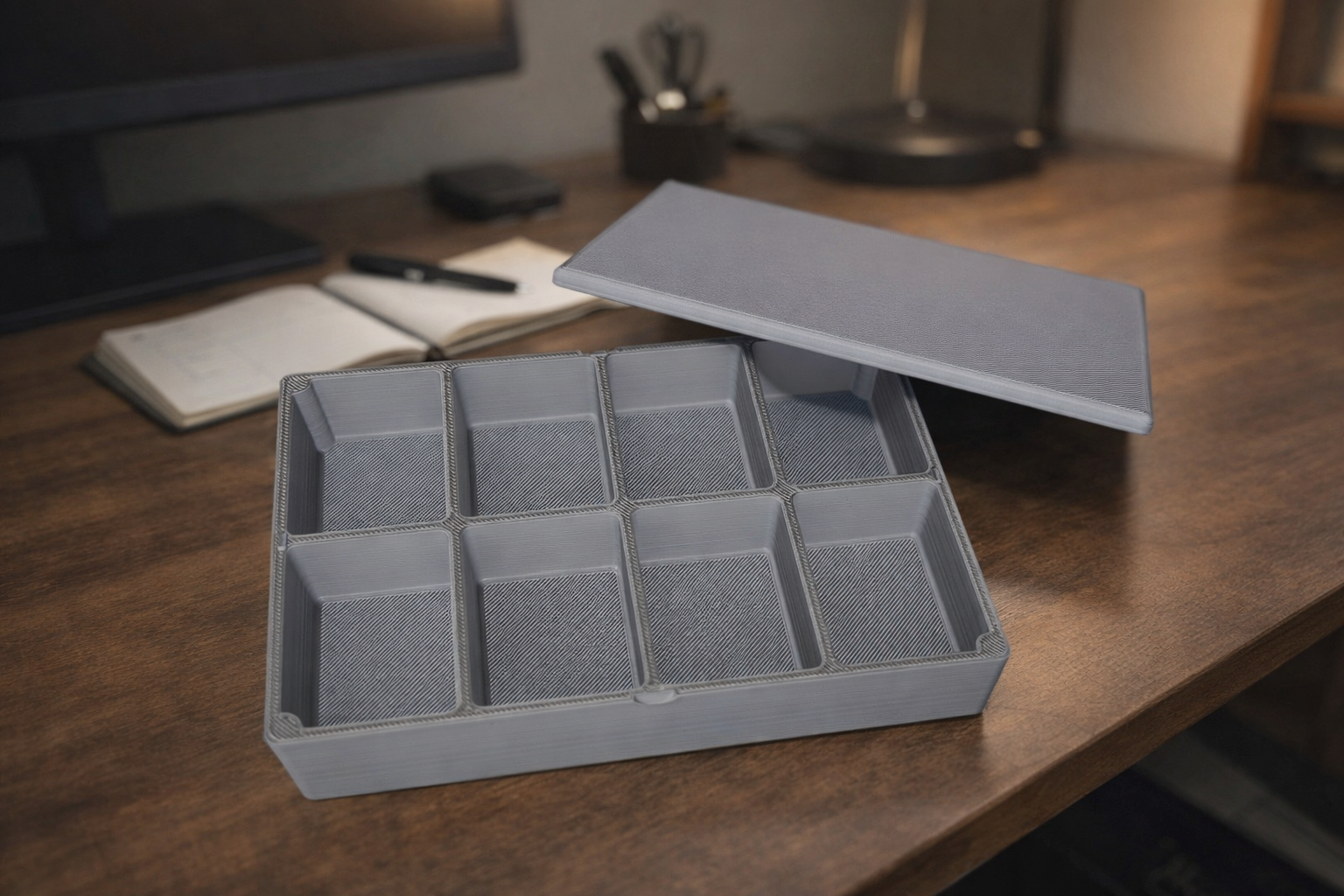 Box with compartments, magnetic lid / Krabička s přihrádkami, magnetické víčko