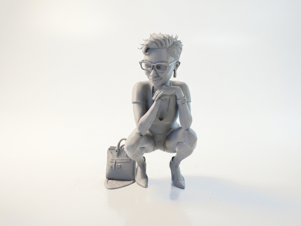 Lady Squatting Figurine Female Character 3D Printable