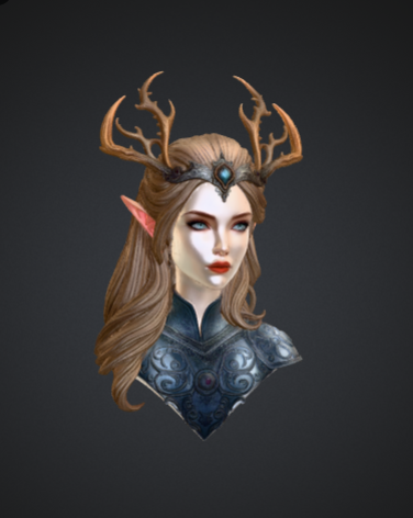 Elven Queen Bust with Antler Crown