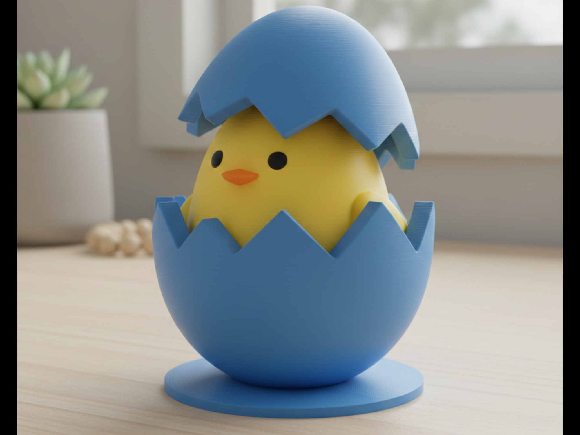 Cracked Egg with Chick Inside Cute Figure