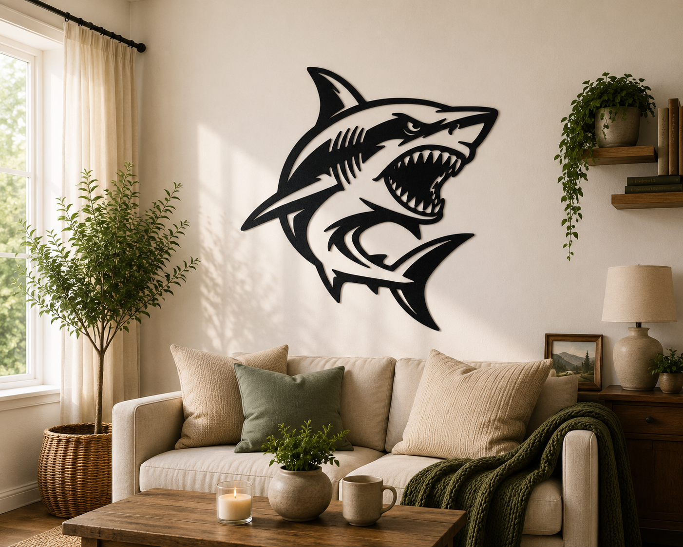 Aggressive Shark 2D Wall Art