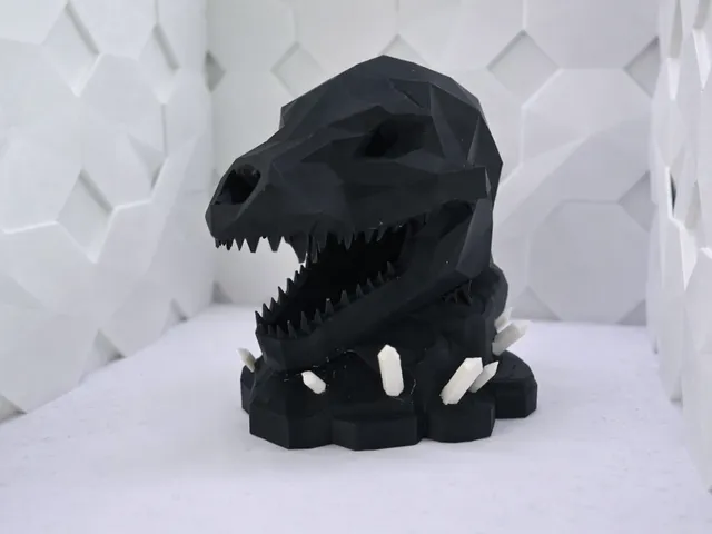 Low-Poly Dino Kopf – Moderner Deko Schädel