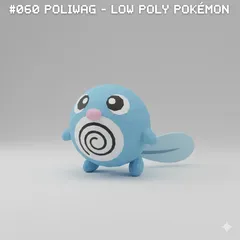 #060 Poliwag – Low Poly Pokémon