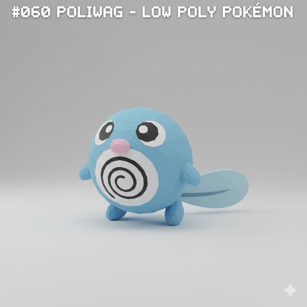 #060 Poliwag – Low Poly Pokémon
