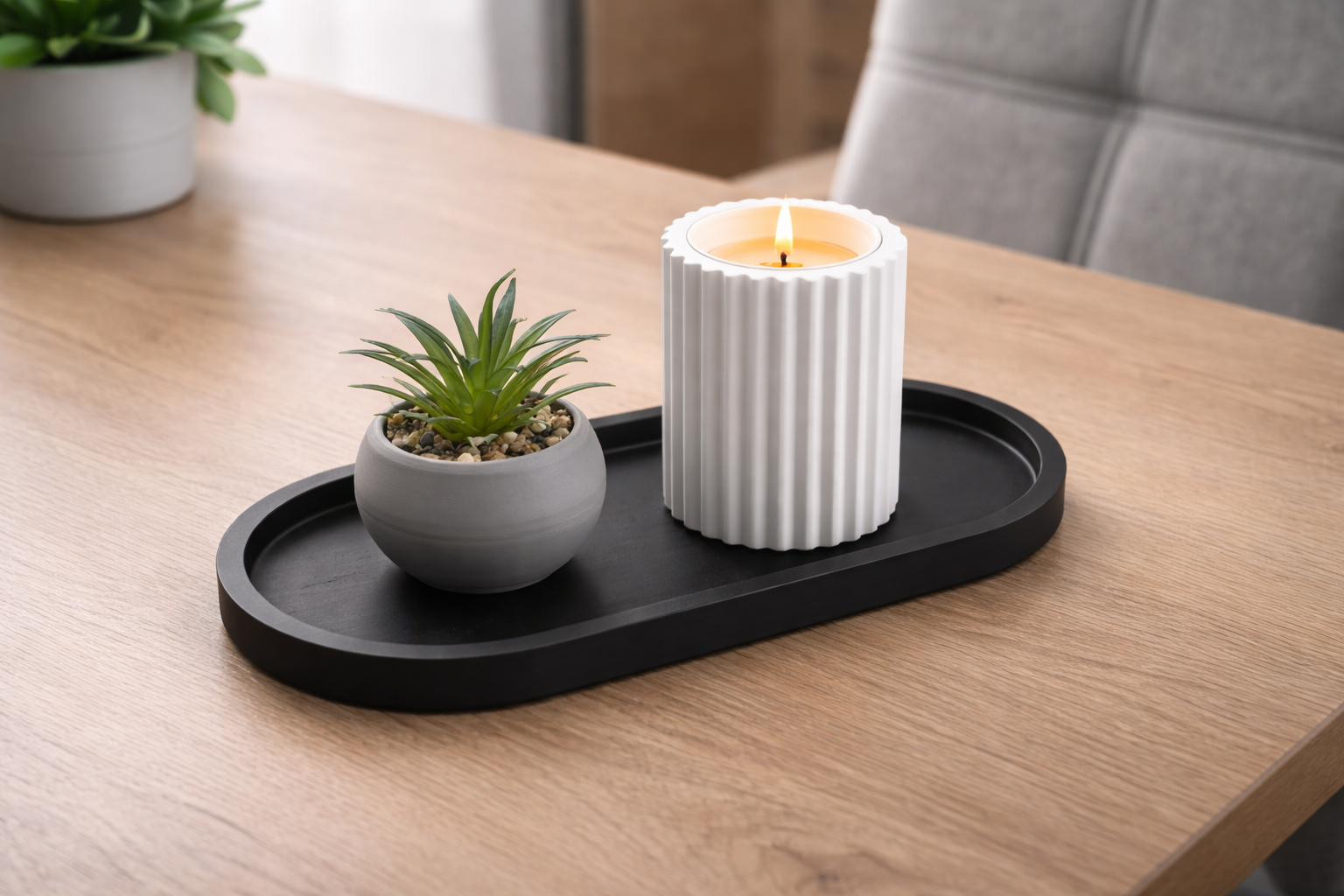 Minimalist Tray with Planter & Tealight Holder